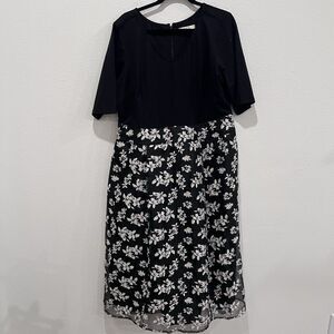 eShakti Dress Womens Xl/2XL Floral Fit Flare Shimmery Mixed Media Party Wedding